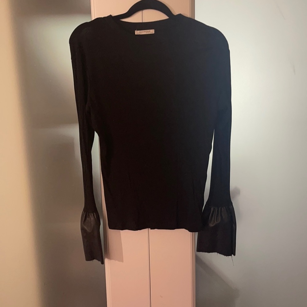 Zara Faux Leather Sleeved Top
